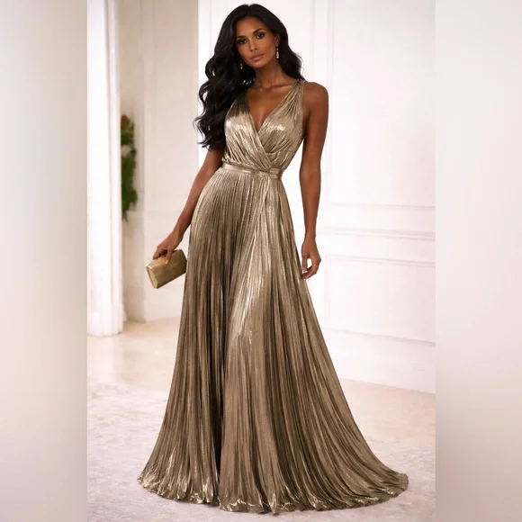 Maria Lucia Hohen Glamorous Metallic Maxi Dress - Picture 2 of 9